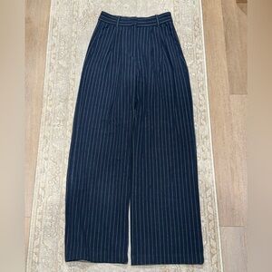 Abercrombie & Fitch Navy Pinstripe Wool Blend Trousers